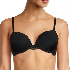 Black Lace Bra Modern Movement Lurex Lace Wing Push-Up Bra